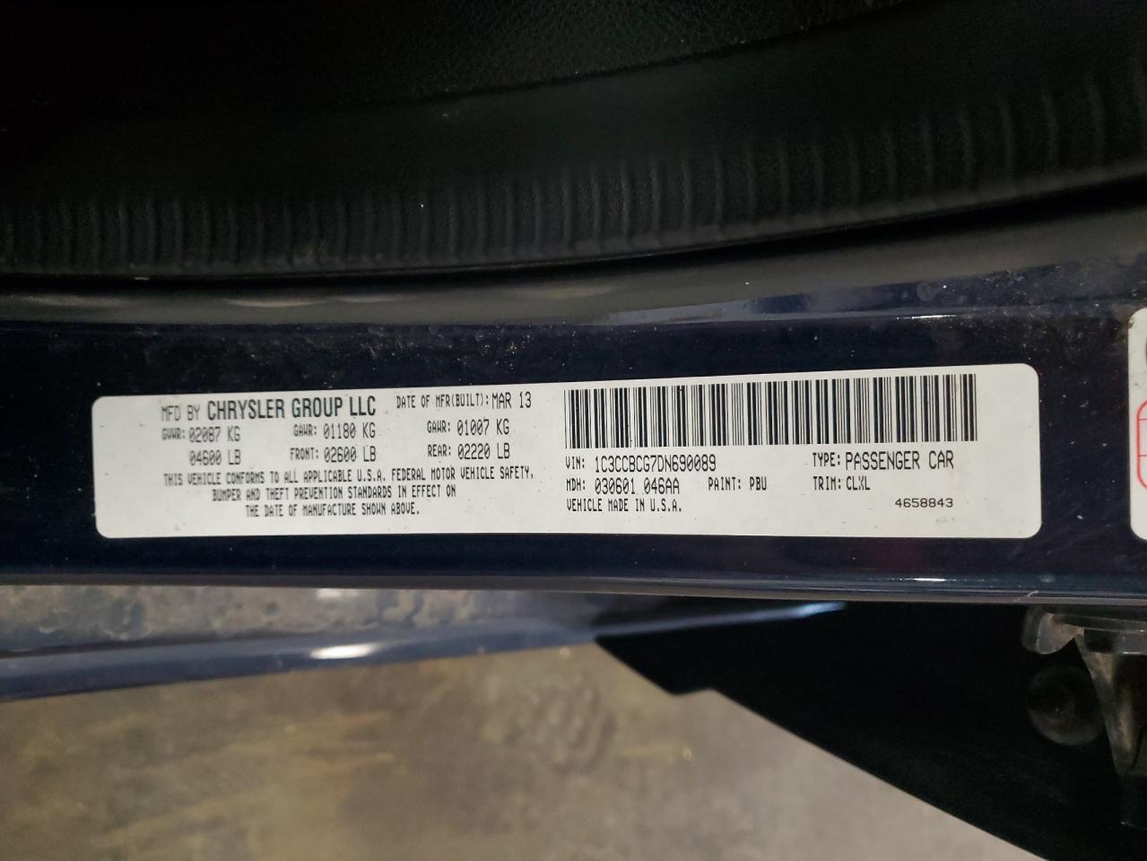 2013 Chrysler 200 Limited VIN: 1C3CCBCG7DN690089 Lot: 70388625