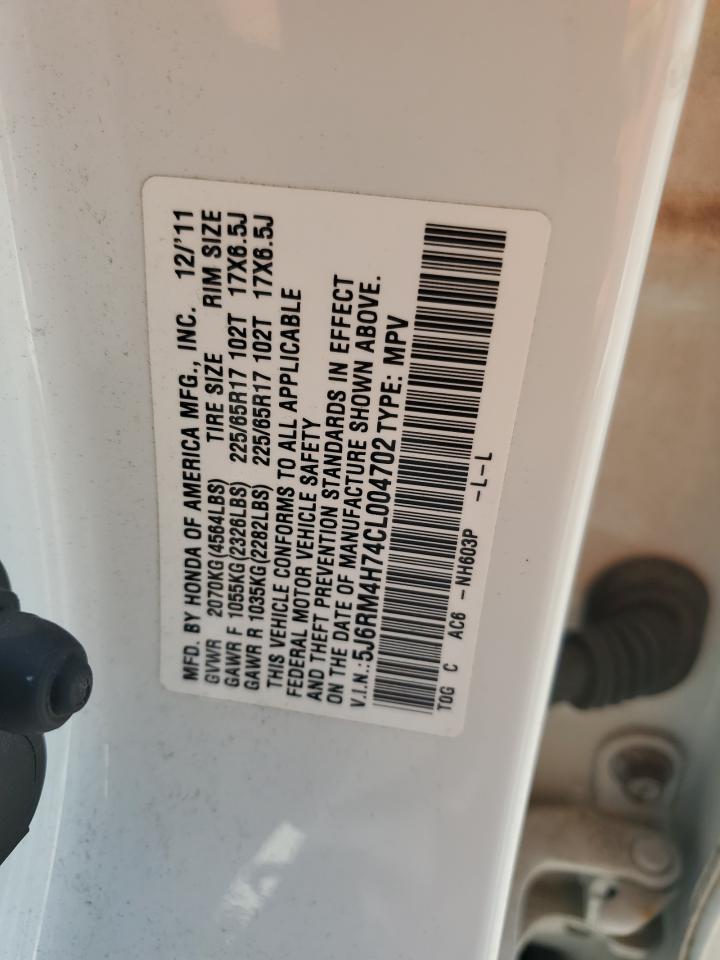 2012 Honda Cr-V Exl VIN: 5J6RM4H74CL004702 Lot: 70580295