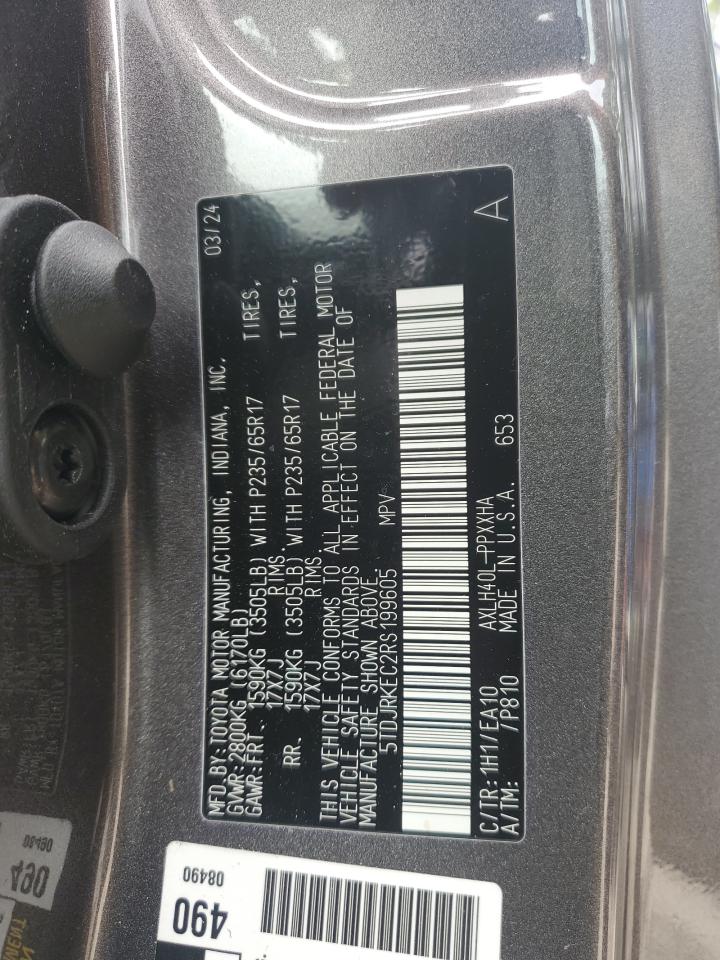 2024 Toyota Sienna Xle VIN: 5TDJRKEC2RS199605 Lot: 69401405