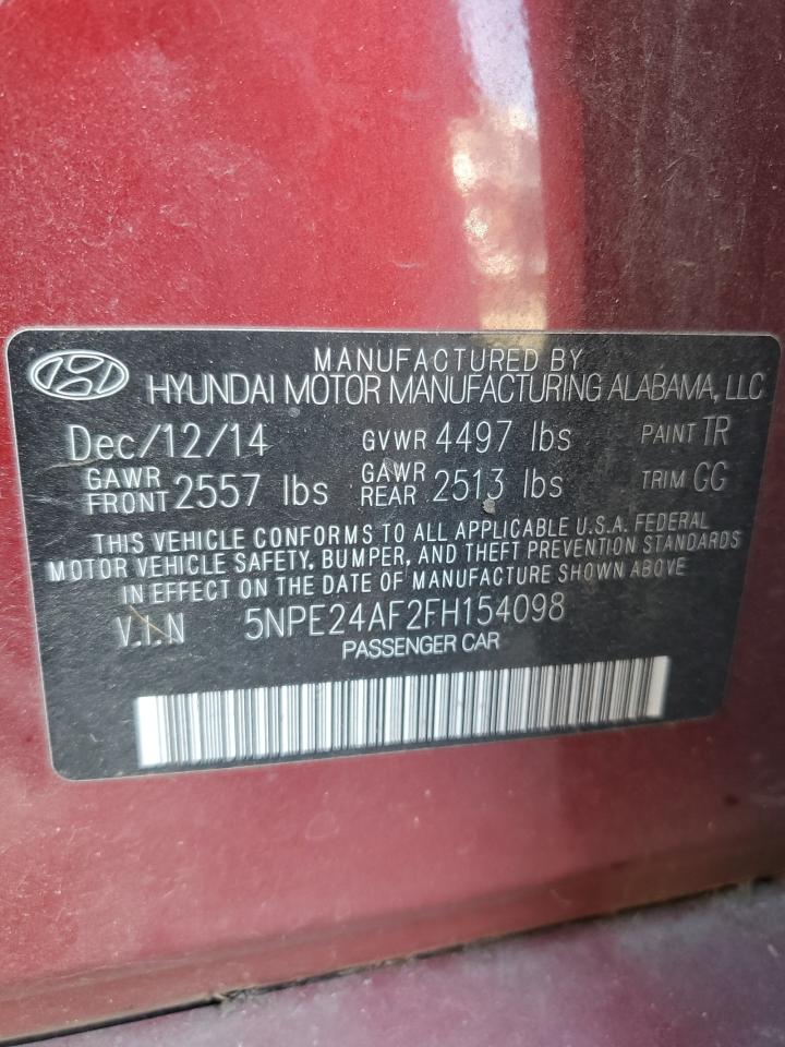 2015 Hyundai Sonata Se VIN: 5NPE24AF2FH154098 Lot: 67294315