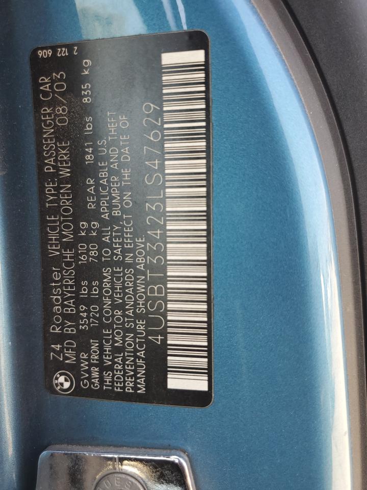 2003 BMW Z4 2.5 VIN: 4USBT33423LS47629 Lot: 68330075