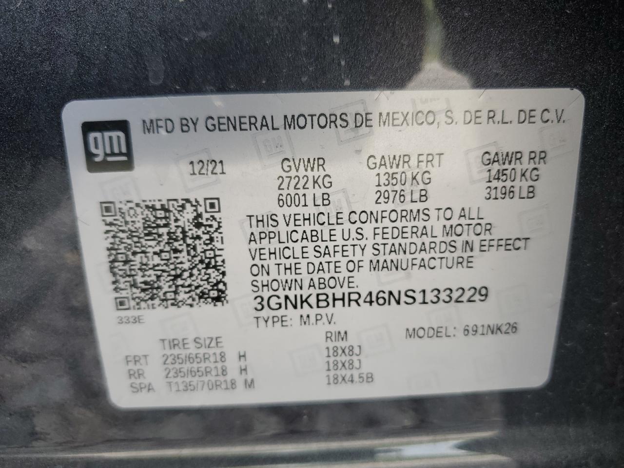 2022 Chevrolet Blazer 2Lt VIN: 3GNKBHR46NS133229 Lot: 69242675