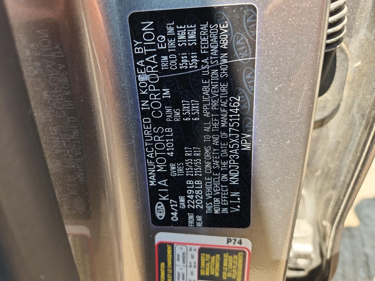 2018 Kia Soul + VIN: KNDJP3A5XJ7511462 Lot: 67366195