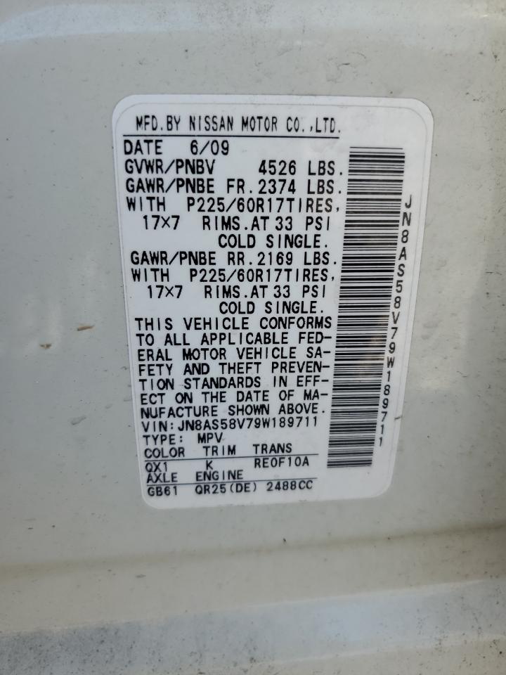 2009 Nissan Rogue S VIN: JN8AS58V79W189711 Lot: 71031085