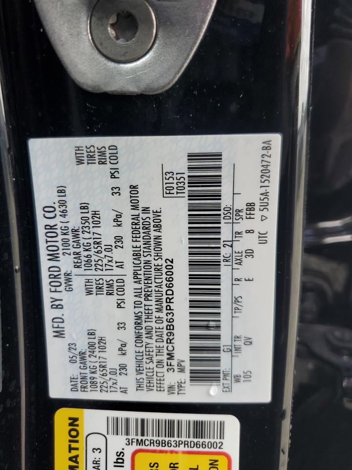 2023 Ford Bronco Sport Big Bend VIN: 3FMCR9B63PRD66002 Lot: 68888825