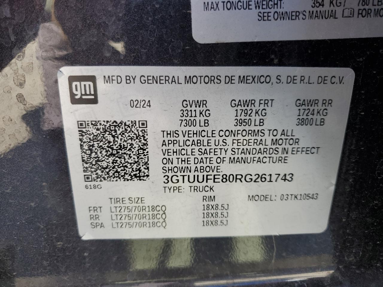 2024 GMC Sierra K1500 At4X VIN: 3GTUUFE80RG261743 Lot: 70680765