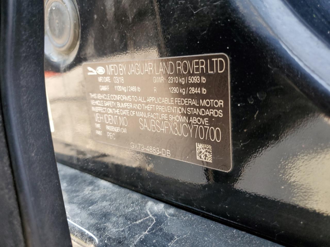 2018 Jaguar Xf VIN: SAJBS4FX3JCY70700 Lot: 67774695