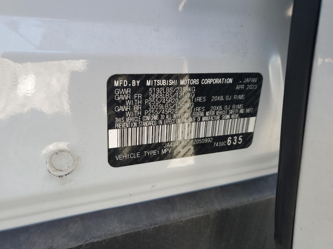 2023 Mitsubishi Outlander Se VIN: JA4J4UA81PZ050992 Lot: 80886445