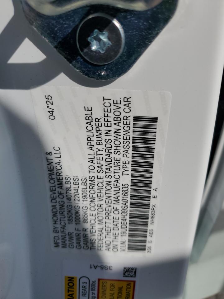 2025 Acura Integra A-Spec VIN: 19UDE4H39SA016835 Lot: 67433525