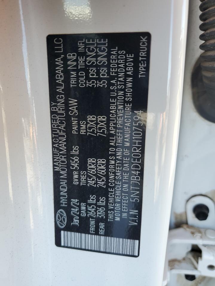 2024 Hyundai Santa Cruz Sel VIN: 5NTJB4DE0RH107594 Lot: 67403575