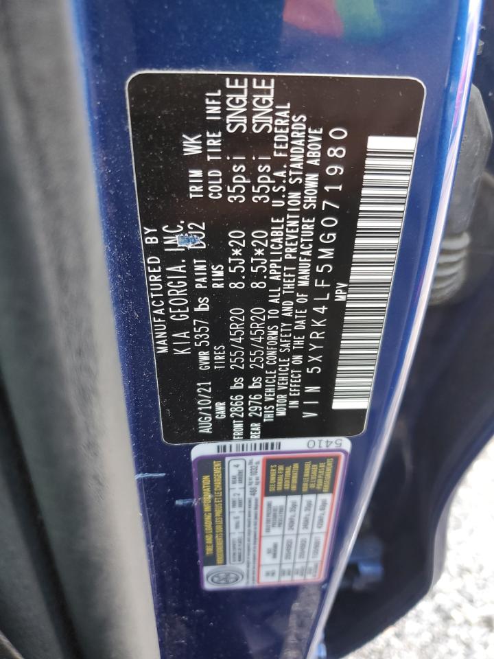 2021 Kia Sorento Sx VIN: 5XYRK4LF5MG071980 Lot: 70071275