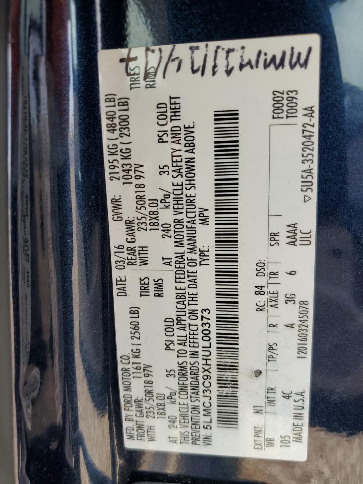 2017 Lincoln Mkc Reserve VIN: 5LMCJ3C9XHUL00373 Lot: 69279585