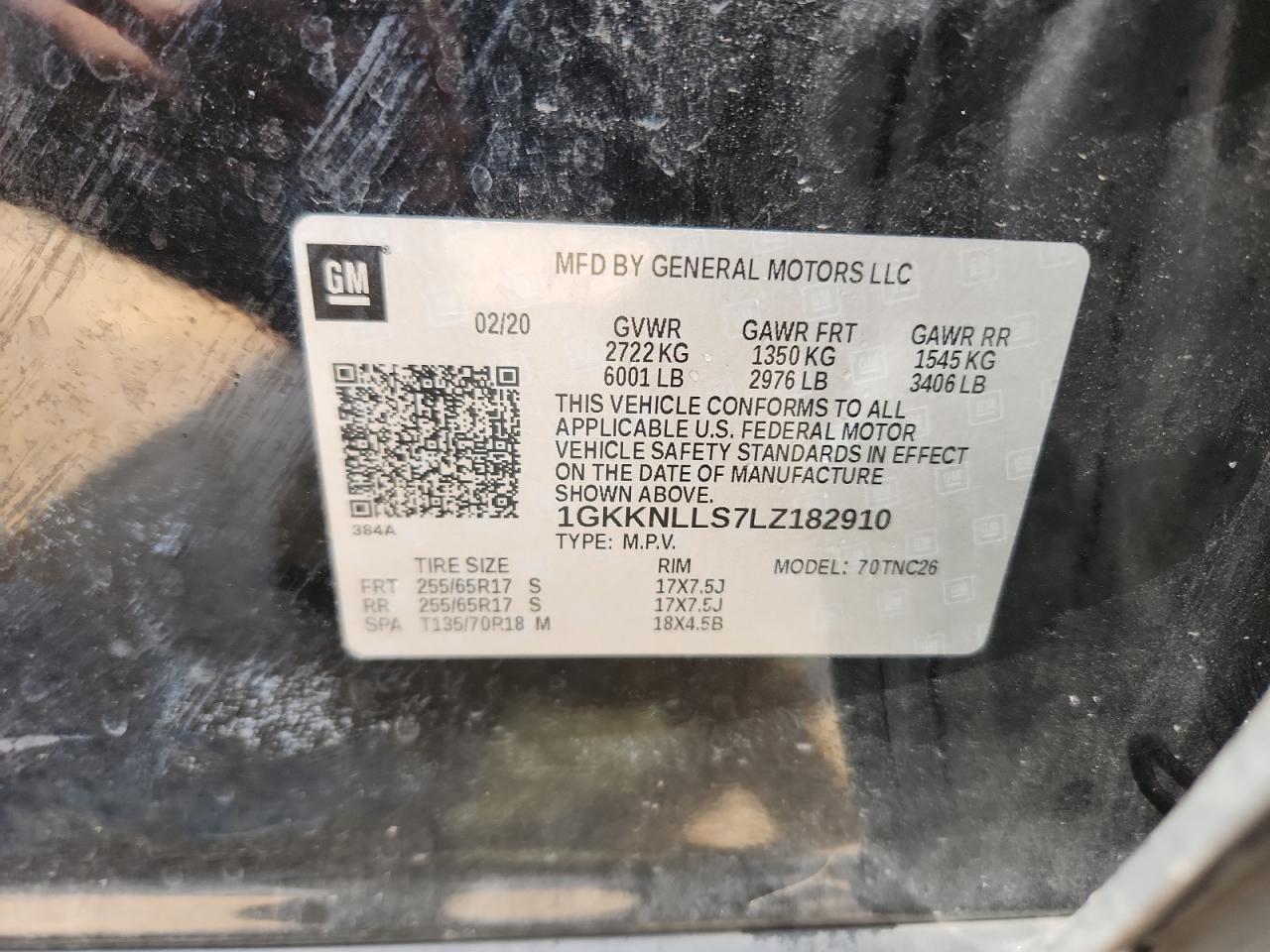 2020 GMC Acadia At4 VIN: 1GKKNLLS7LZ182910 Lot: 70424535