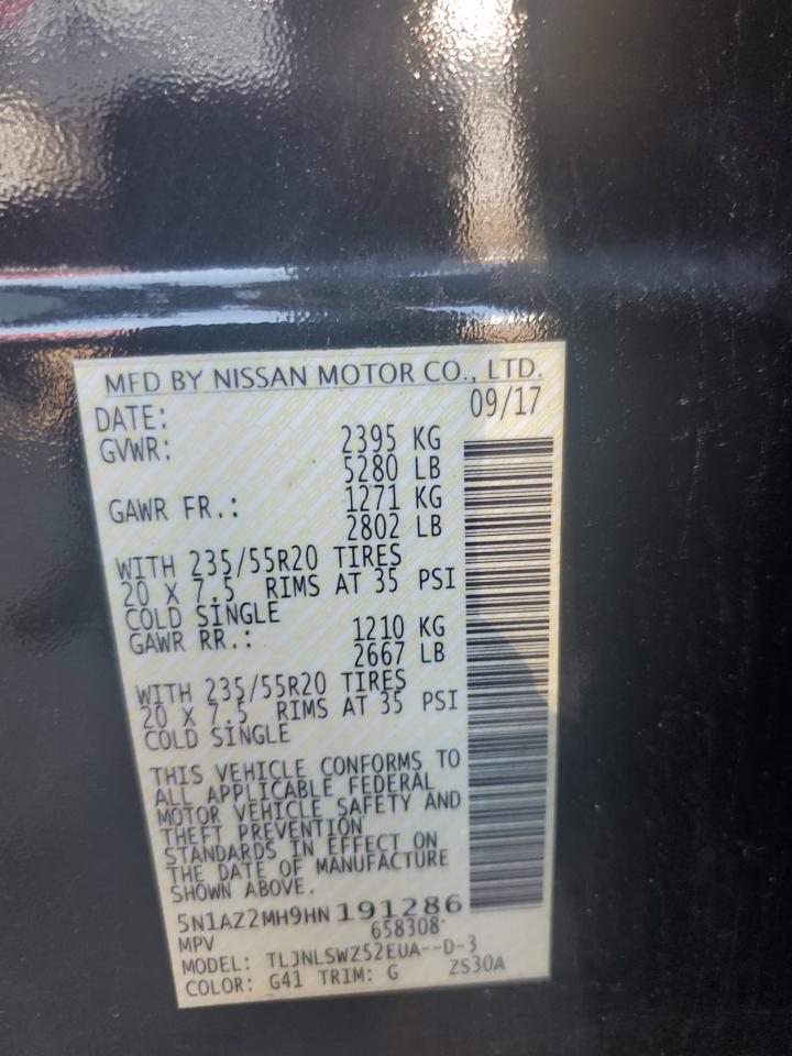 2017 Nissan Murano S VIN: 5N1AZ2MH9HN191286 Lot: 68247825