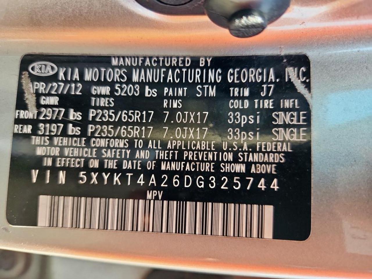 2013 Kia Sorento Lx VIN: 5XYKT4A26DG325744 Lot: 69390365