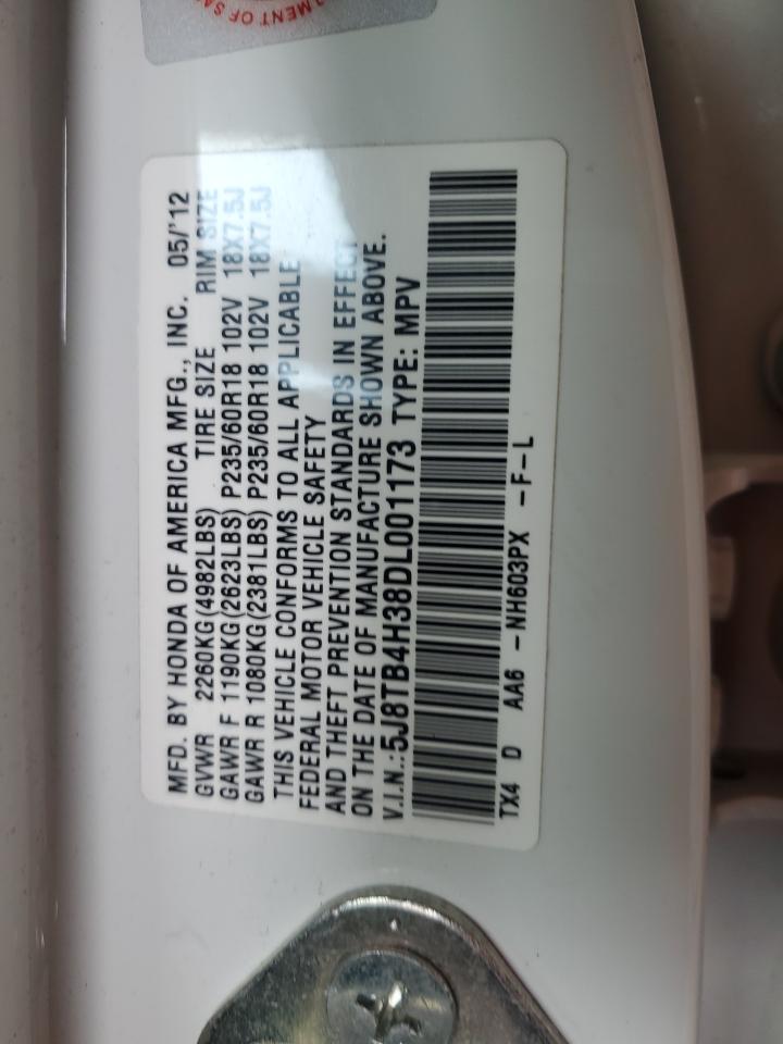 2013 Acura Rdx VIN: 5J8TB4H38DL001173 Lot: 67168965