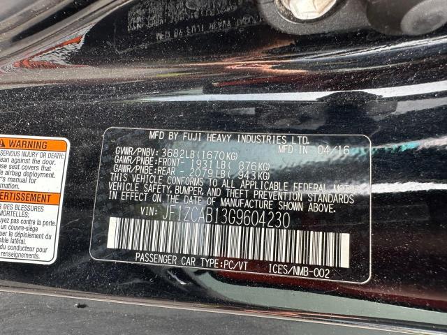 2016 SUBARU BRZ 2.0 PREMIUM  