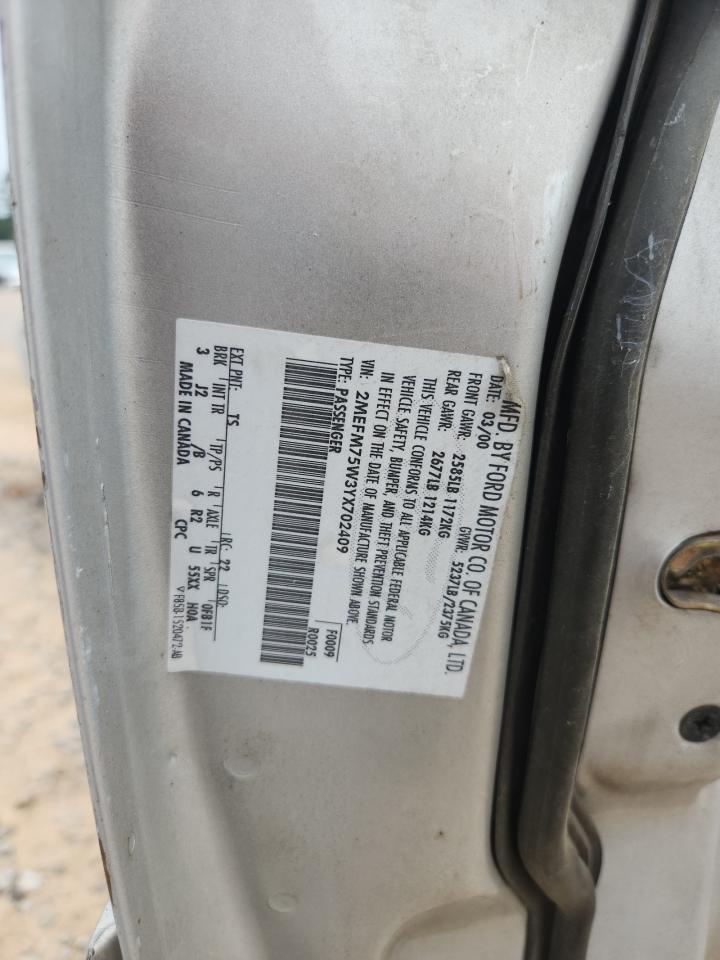 2000 Mercury Grand Marquis Ls VIN: 2MEFM75W3YX702409 Lot: 67129955