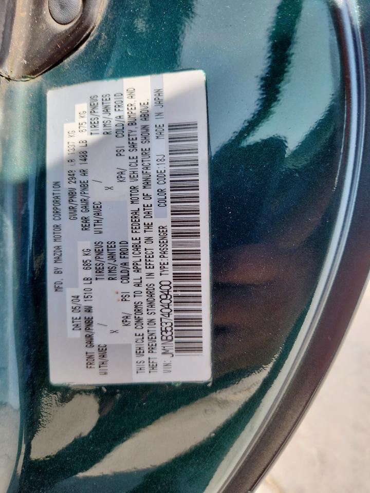 2004 Mazda Mx-5 Miata Base VIN: JM1NB353740409400 Lot: 70936675