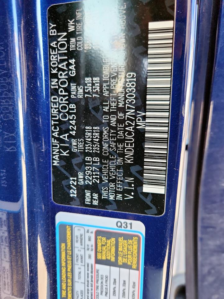 2022 Kia Seltos Nightfall VIN: KNDEUCA27N7303819 Lot: 70153175