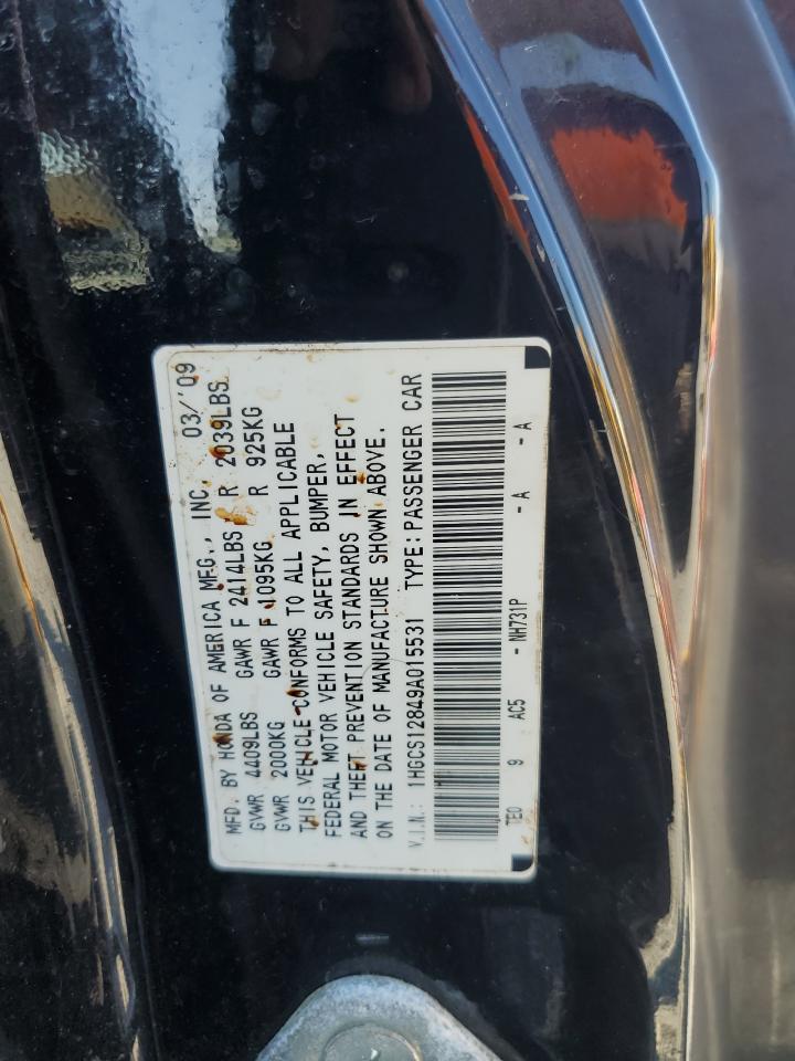 2009 Honda Accord Exl VIN: 1HGCS12849A015531 Lot: 70352235