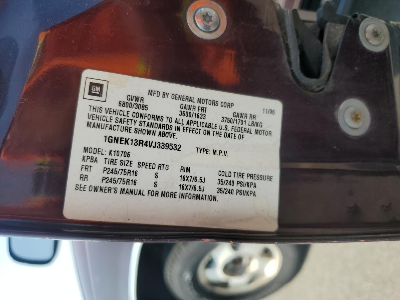 1GNEK13R4VJ339532 1997 Chevrolet Tahoe K1500