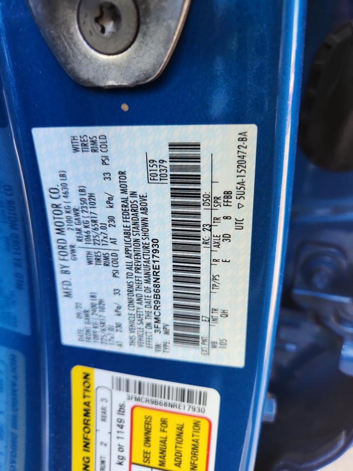 2022 Ford Bronco Sport Big Bend VIN: 3FMCR9B68NRE17930 Lot: 67249745