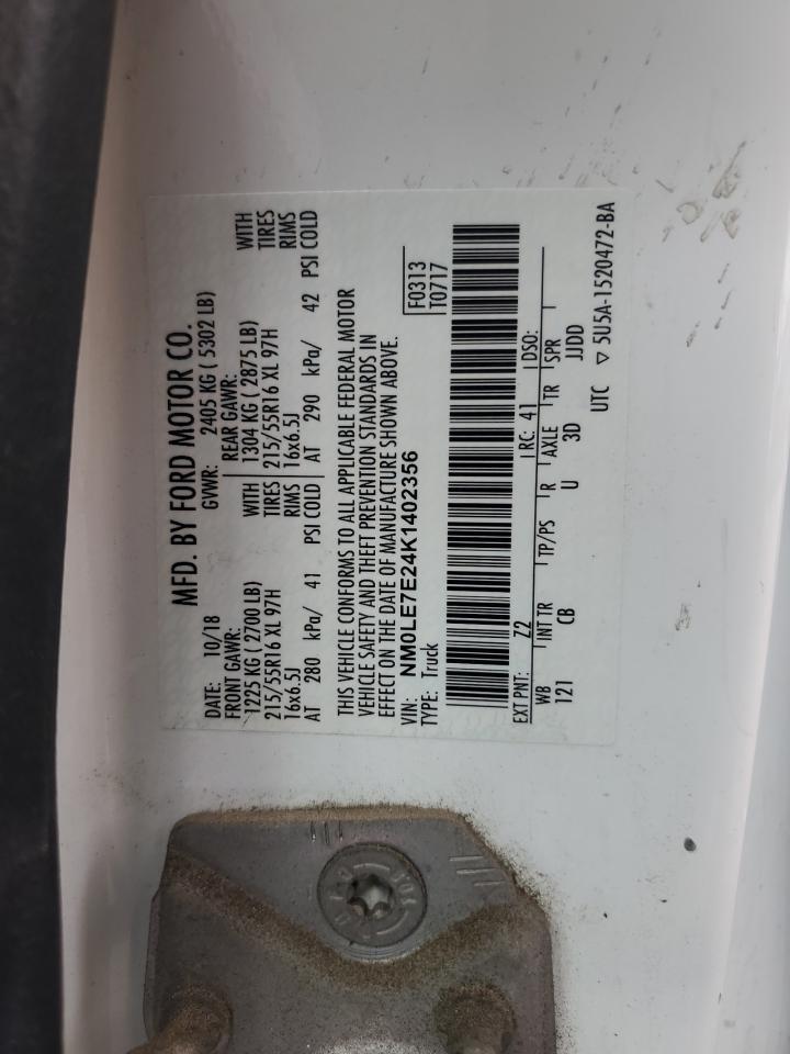 2019 Ford Transit Connect Xl VIN: NM0LE7E24K1402356 Lot: 69048605