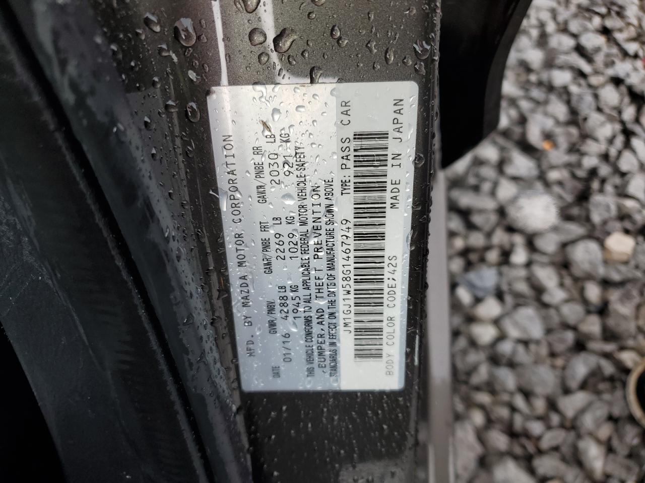 2016 Mazda 6 Grand Touring VIN: JM1GJ1W58G1467949 Lot: 69053105