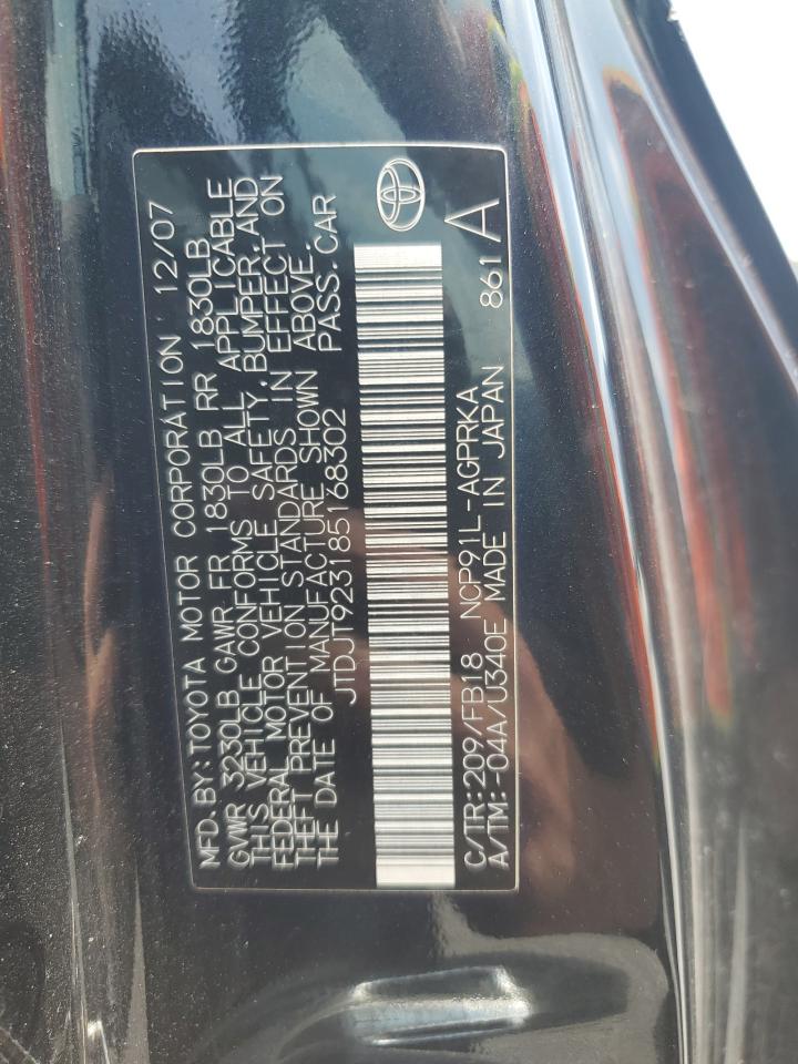 2008 Toyota Yaris VIN: JTDJT923185168302 Lot: 69587625