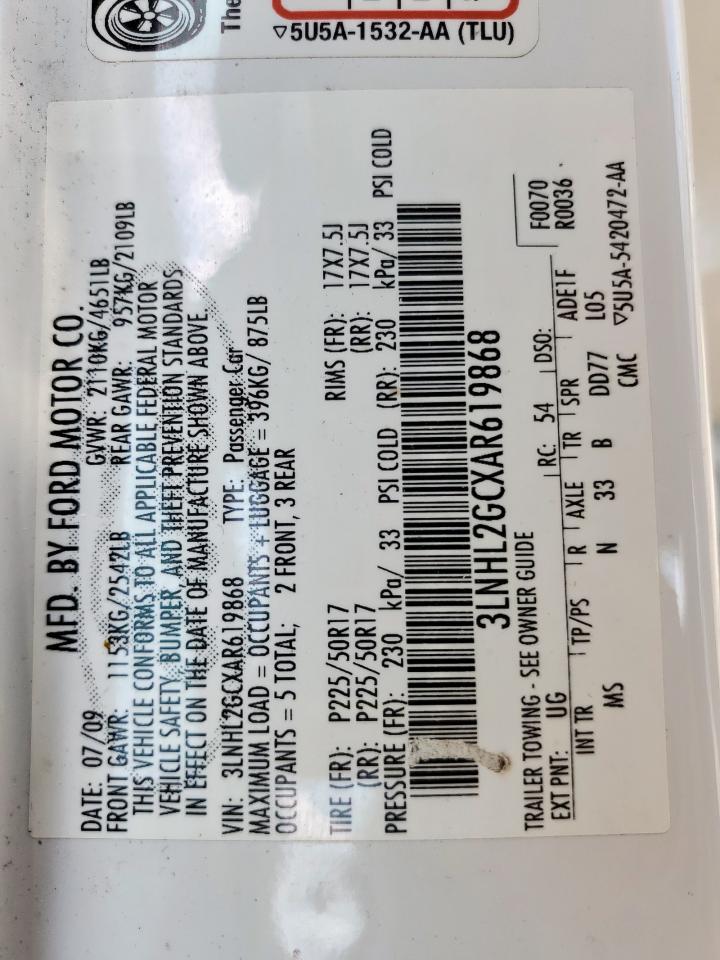 2010 Lincoln Mkz VIN: 3LNHL2GCXAR619868 Lot: 67519315