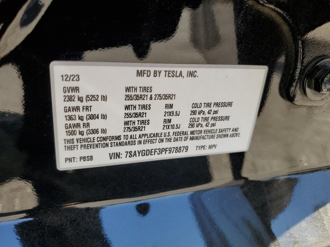 7SAYGDEF3PF978879 2023 Tesla Model Y