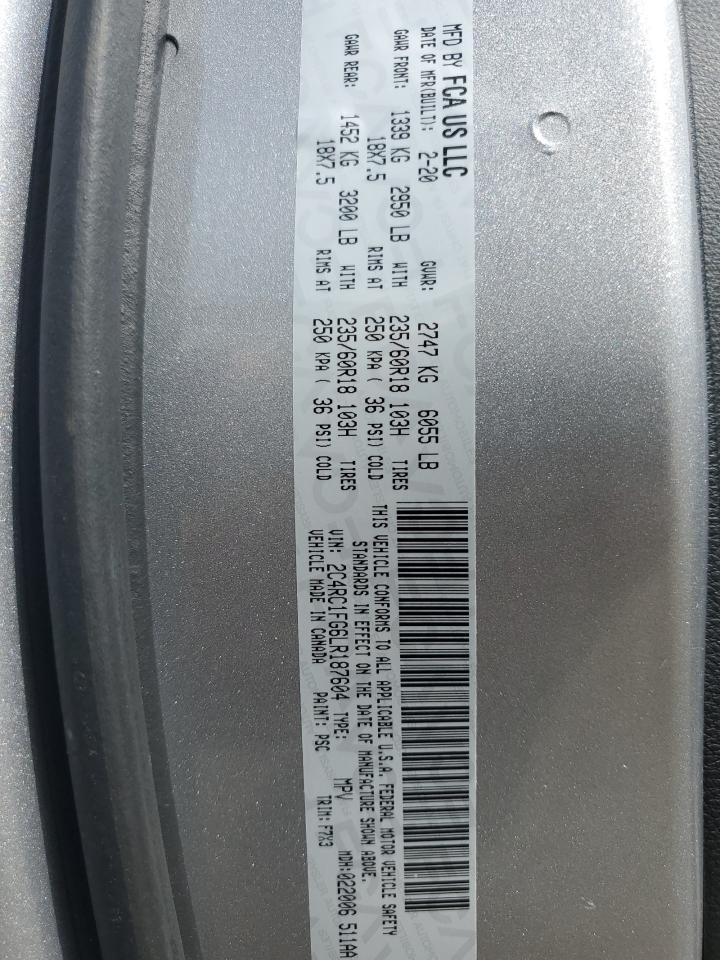 2020 Chrysler Pacifica Touring VIN: 2C4RC1FG6LR187604 Lot: 68202185