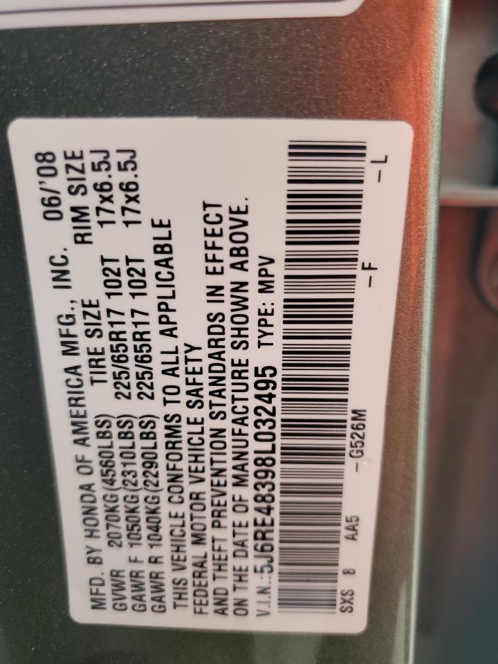 2008 Honda Cr-V Lx VIN: 5J6RE48398L032495 Lot: 68826455