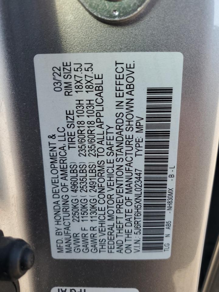 2022 Honda Cr-V Ex VIN: 5J6RT6H5XNL023447 Lot: 67050395