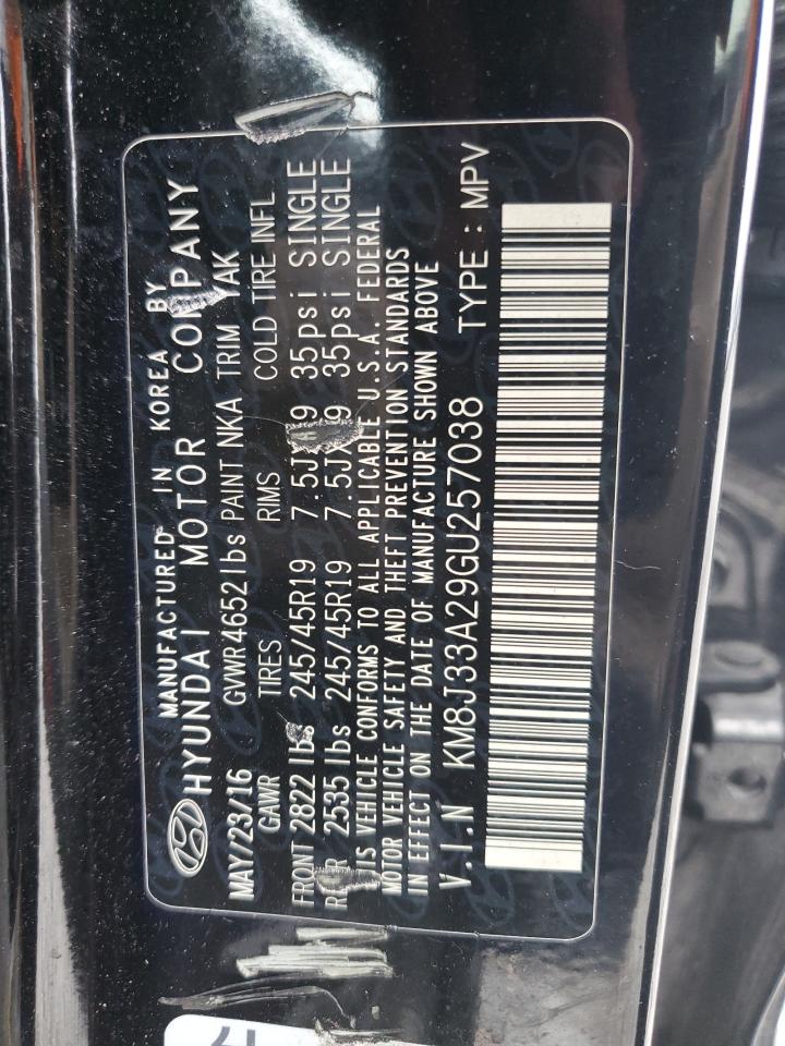 2016 Hyundai Tucson Limited VIN: KM8J33A29GU257038 Lot: 68051525