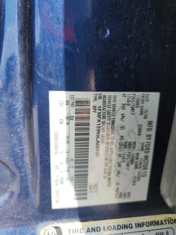 2009 Ford Expedition El Xlt VIN: 1FMFK15569LA06620 Lot: 69353555