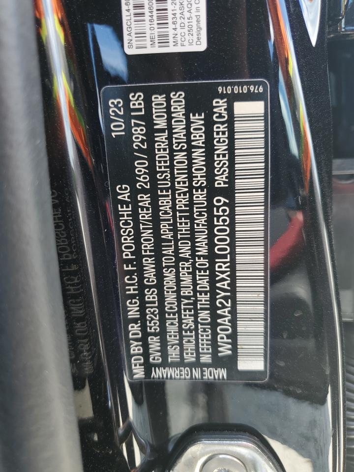 2024 Porsche Panamera Base VIN: WP0AA2YAXRL000559 Lot: 70182205