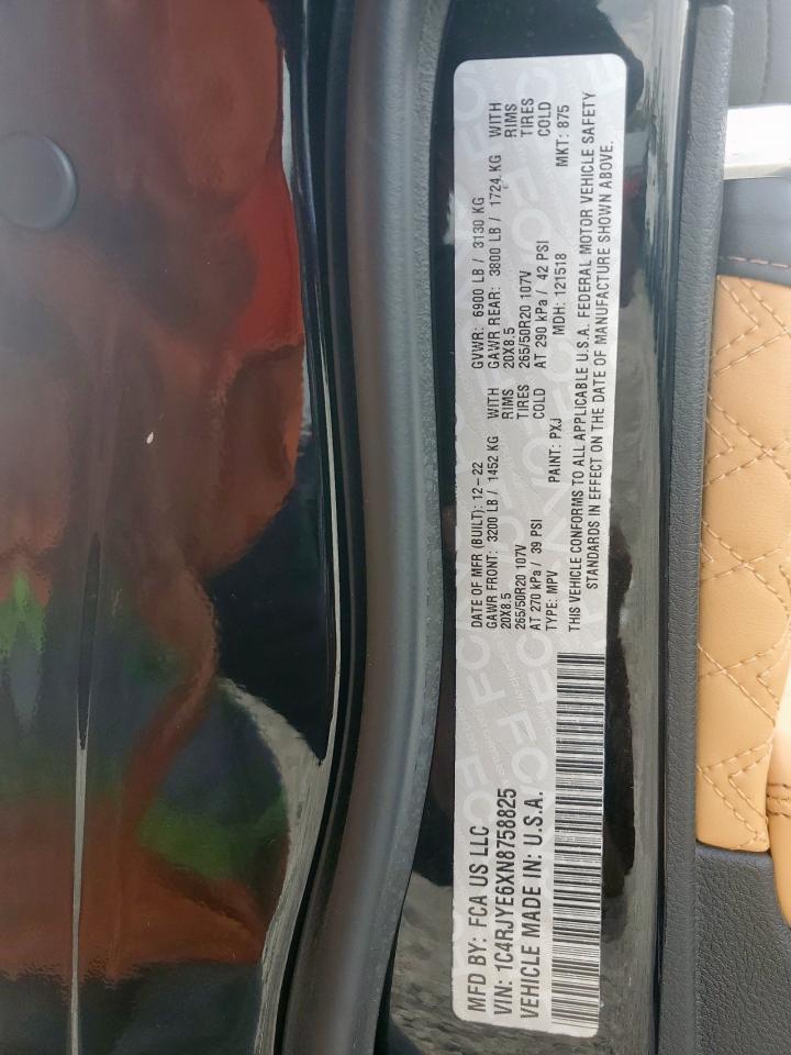 2022 Jeep Grand Cherokee Summit 4Xe VIN: 1C4RJYE6XN8758825 Lot: 70727335