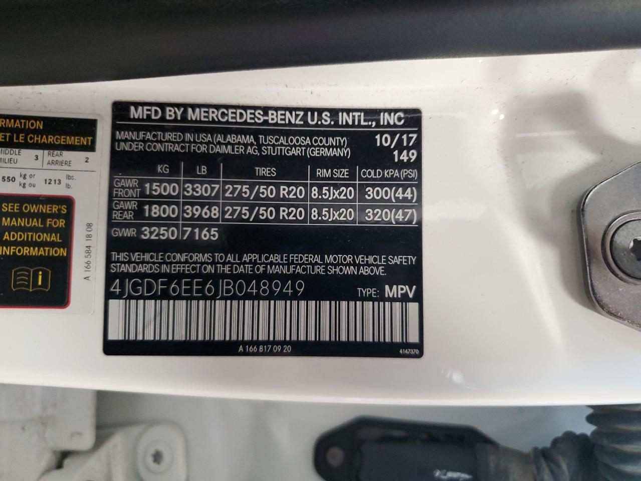 2018 Mercedes-Benz Gls 450 4Matic VIN: 4JGDF6EE6JB048949 Lot: 71152395