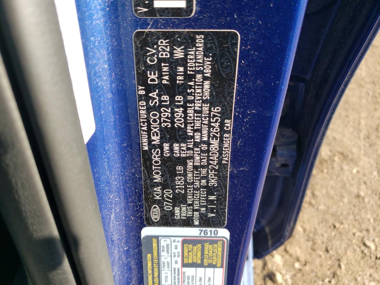 3KPF24AD8ME264576 2021 Kia Forte Fe