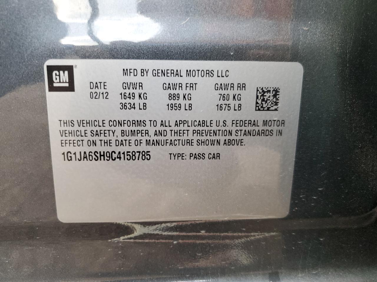 2012 Chevrolet Sonic Ls VIN: 1G1JA6SH9C4158785 Lot: 68528445