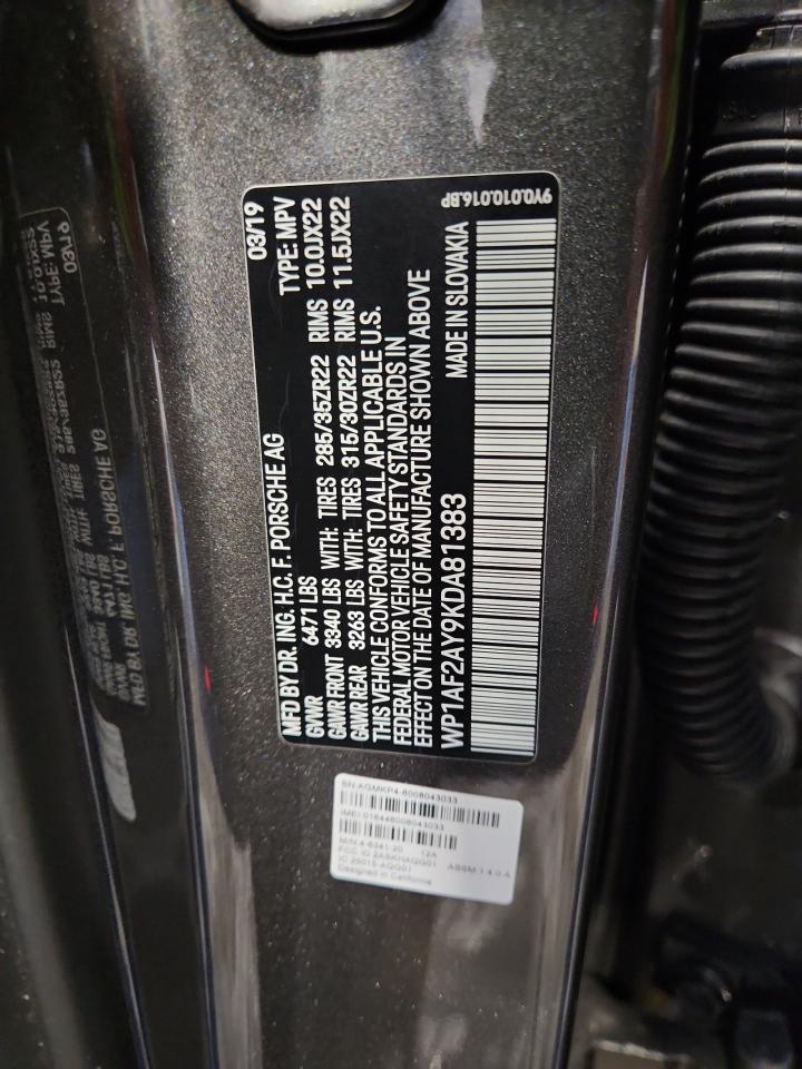 2019 Porsche Cayenne Turbo VIN: WP1AF2AY9KDA81383 Lot: 67092795