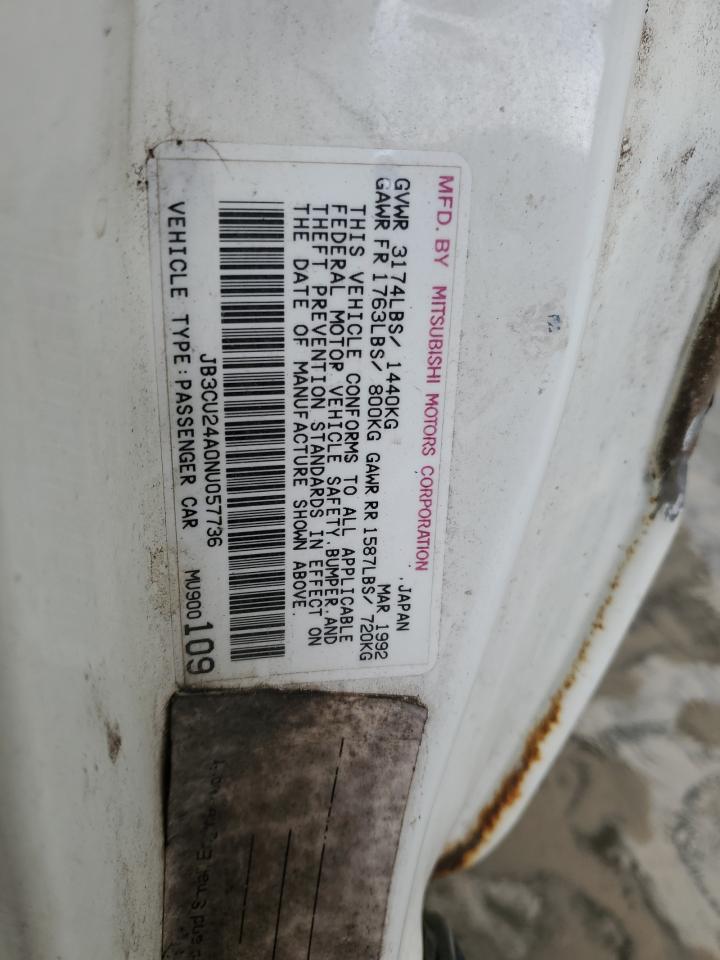 1992 Dodge Colt Gl VIN: JB3CU24A0NU057736 Lot: 66577285