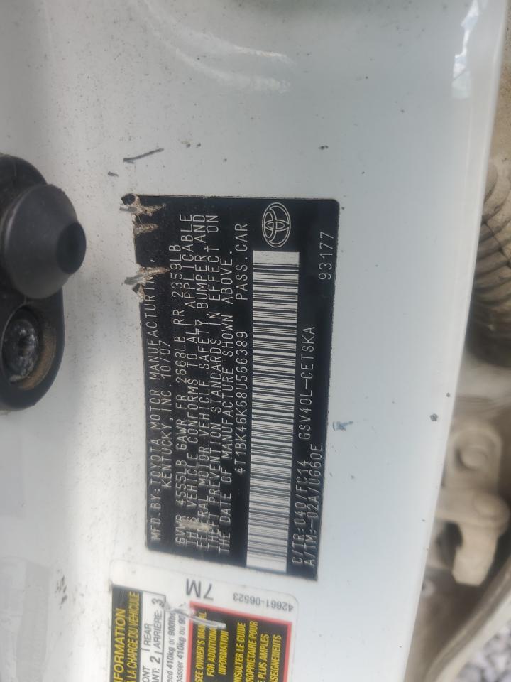 2008 Toyota Camry Le VIN: 4T1BK46K68U566389 Lot: 70728395