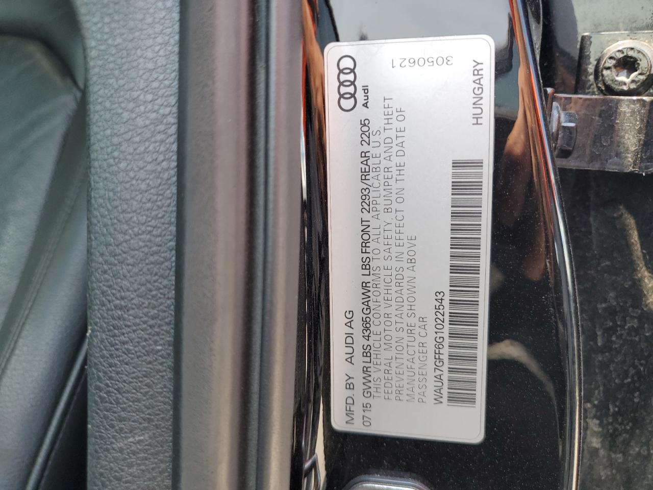 2016 Audi A3 Premium VIN: WAUA7GFF6G1022543 Lot: 68149875