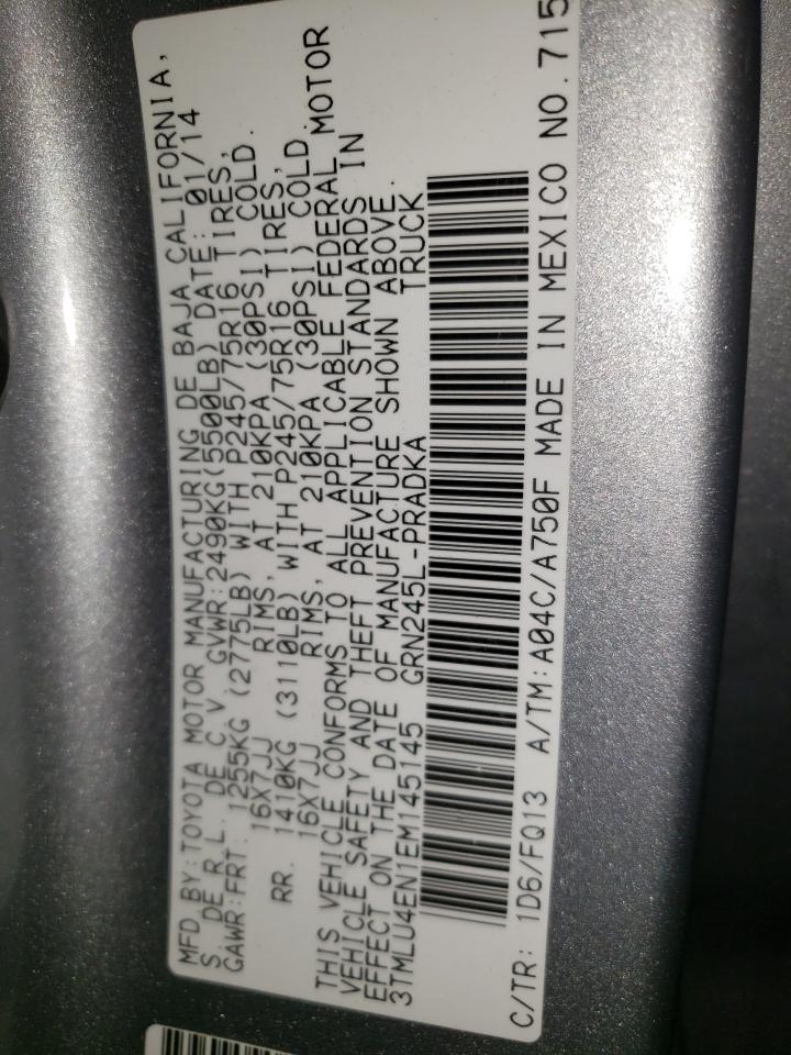 2014 Toyota Tacoma Double Cab VIN: 3TMLU4EN1EM145145 Lot: 70778495