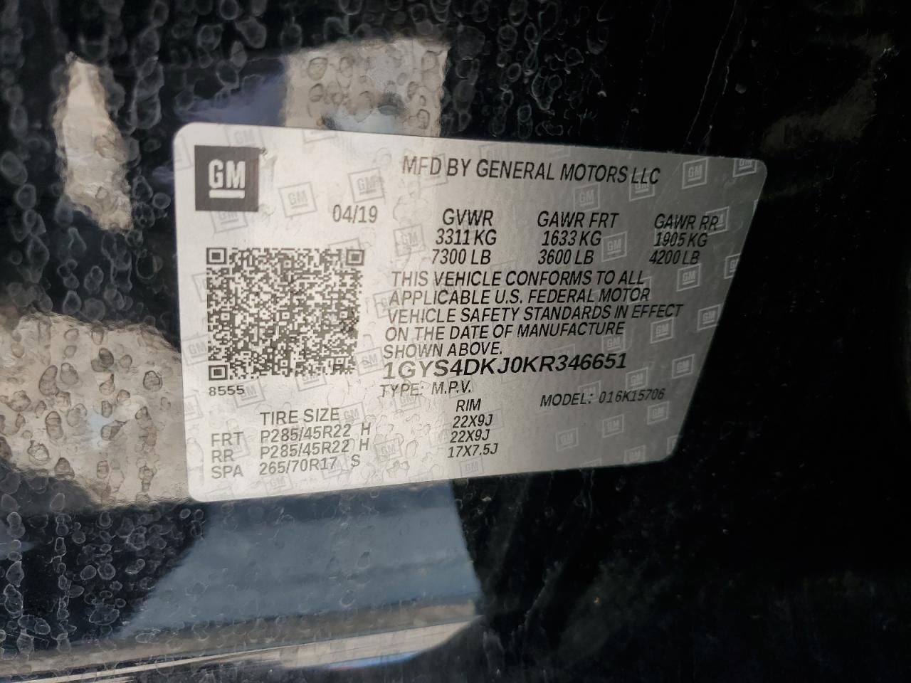 2019 Cadillac Escalade Platinum VIN: 1GYS4DKJ0KR346651 Lot: 68379155