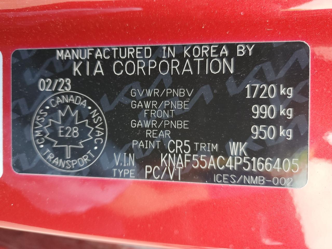 2023 Kia Forte Ex VIN: KNAF55AC4P5166405 Lot: 67517535