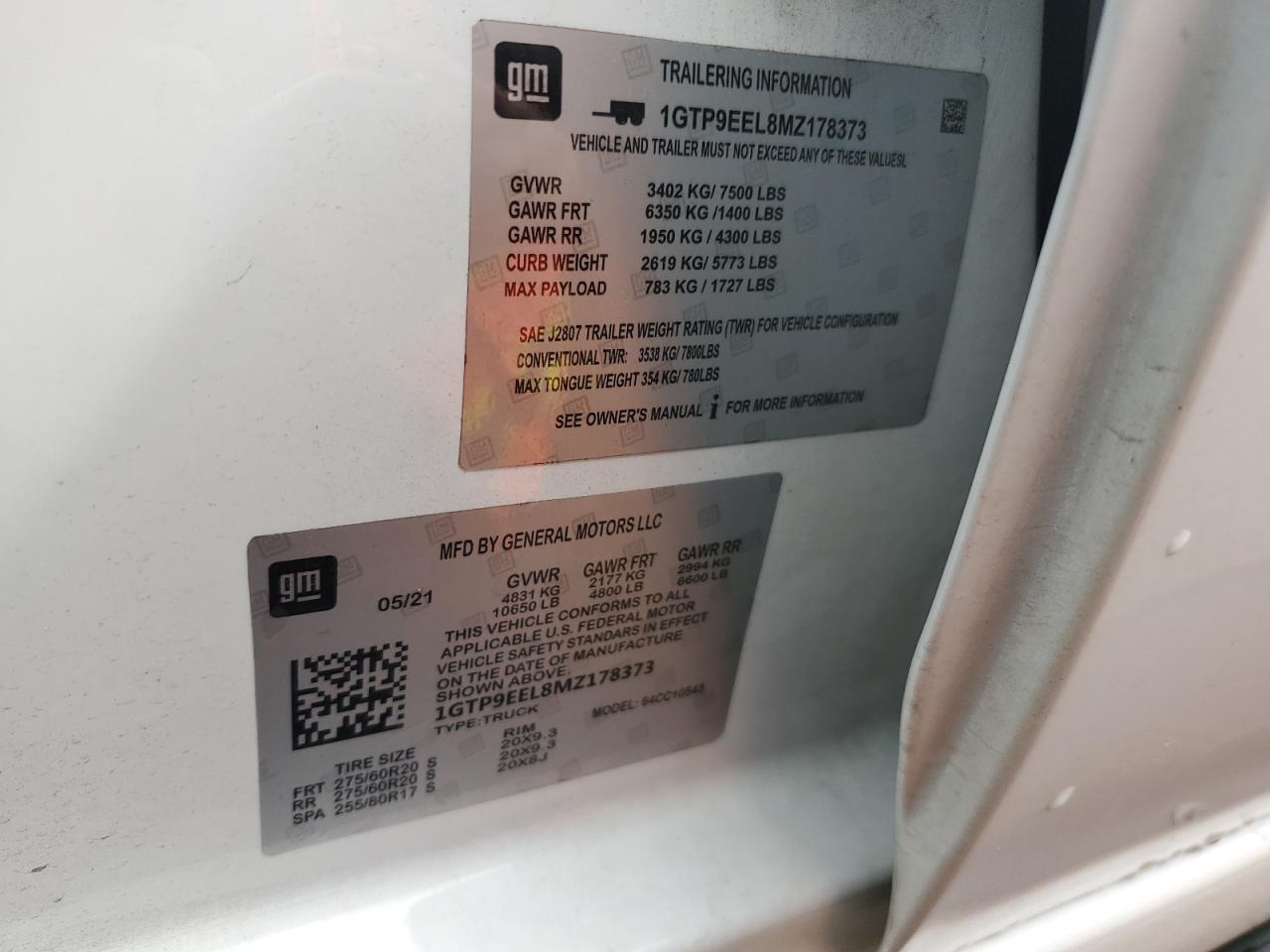 2021 GMC Sierra K1500 At4 VIN: 3GTP9EEL6MG162852 Lot: 66707265